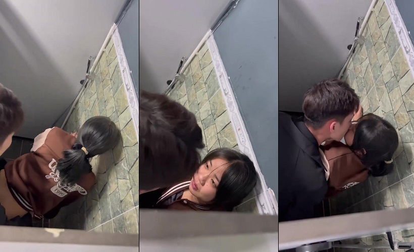 Esgueirando -se em amigos íntimos para ir à sala de aula circundante para fazer amor no restaurante