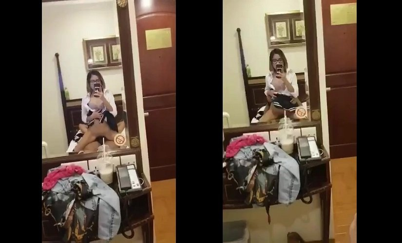 Em kính cận mặc đồ nữ sinh tự quay phim cưỡi ngựa trước gương - Viet69